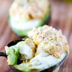 baked avocado with egg and tuna salad