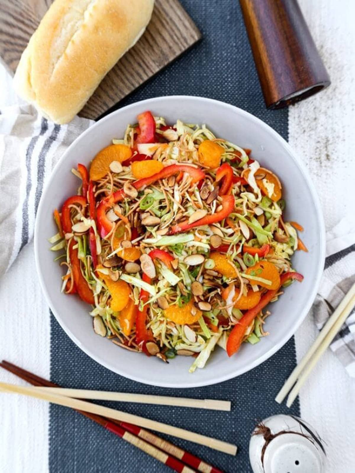 Asian Style Slaw with Mandarin Oranges and Wonton strips