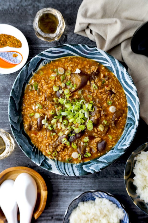 vegan mabo nasu - eggplant stir fry